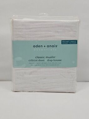 aden + anais Classic Muslin Crib Sheet White Breathable Cotton